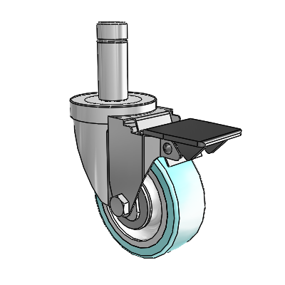 30 Series Grip Ring Zinc Swivel Caster with 3.5 x 1.25 Advantage Health Wheel and PosiLoc Brake