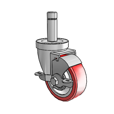 30 Series Grip Ring Zinc Swivel Caster with 3.5 x 1.25 Advantage Heat (Flat) Wheel and VertiLoc Brake