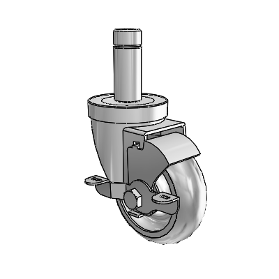30 Series Grip Ring Zinc Swivel Caster with 3.5 x 1.25 Advantage TPR (Round) Wheel and VertiLoc Brake