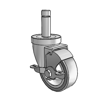 30 Series Grip Ring Zinc Swivel Caster with 3.5 x 1.25 Advantage TPR (Flat) Wheel and VertiLoc Brake