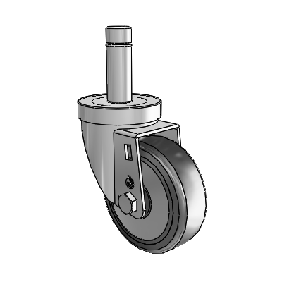 30 Series Grip Ring Zinc Swivel Caster with 3.5 x 1.25 Hard Rubber (+ Side Plates) Wheel
