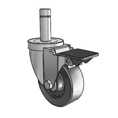 30 Series Grip Ring Zinc Swivel Caster with 3.5 x 1.25 Polyolefin Wheel and PosiLoc Brake