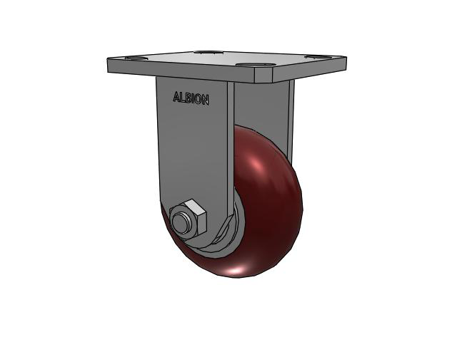 110 Series Kingpinless Top Plate Rigid Caster with 4 x 2 Maroon Tread on Aluminum Core AX - Round Polyurethane (Aluminum Core) Wheel