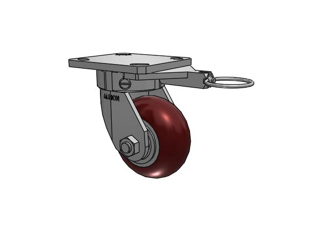 110 Series Kingpinless Top Plate Swivel Caster with 4 x 2 Maroon Tread on Aluminum Core AX - Round Polyurethane (Aluminum Core) Wheel