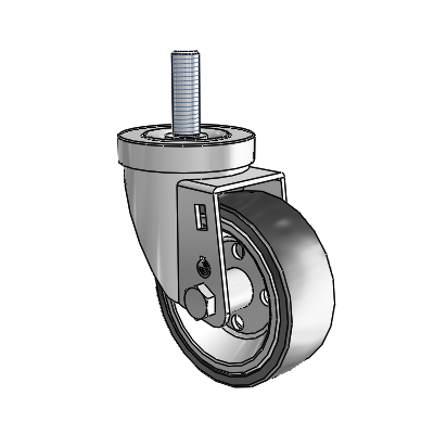 30 Series Threaded Stem Zinc Swivel Caster with 3.5 x 1.25 Welded Disc Rubber (Black) Wheel