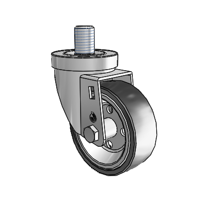 30 Series Threaded Stem Zinc Swivel Caster with 3.5 x 1.25 Welded Disc Rubber (Black) Wheel