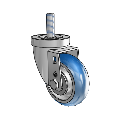 30 Series Threaded Stem Zinc Swivel Caster with 3.5 x 1.25 PolyLoc (Blue) Wheel
