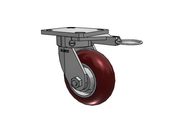 110 Series Kingpinless Top Plate Swivel Caster with 5 x 2 Maroon Tread on Aluminum Core AX - Round Polyurethane (Aluminum Core) Wheel