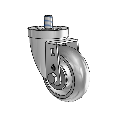 30 Series Threaded Stem Zinc Swivel Caster with 3.5 x 1.25 PolyLock (Grey) Wheel