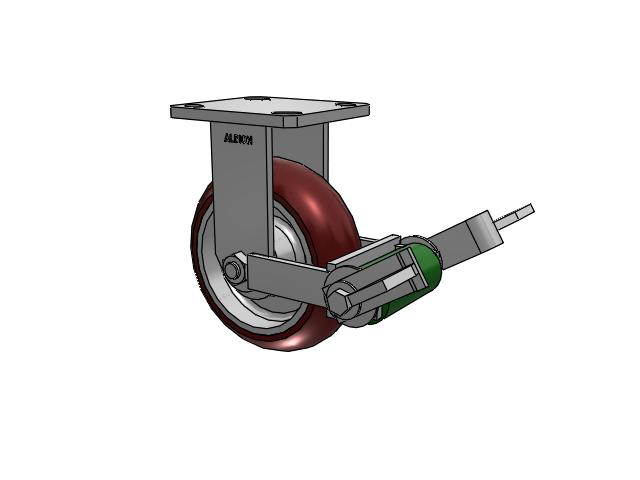 110 Series Kingpinless Top Plate Rigid Caster with 6 x 2 Maroon Tread on Aluminum Core AX - Round Polyurethane (Aluminum Core) Wheel and Poly Cam Brake