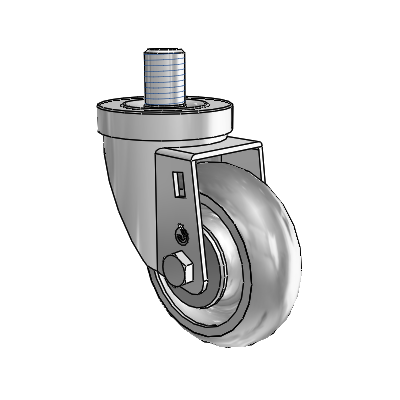 30 Series Threaded Stem Zinc Swivel Caster with 3.5 x 1.25 PolyLock (Grey) Wheel