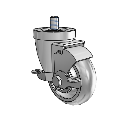 30 Series Threaded Stem Zinc Swivel Caster with 3.5 x 1.25 Advantage TPR (Round) Wheel and VertiLoc Brake