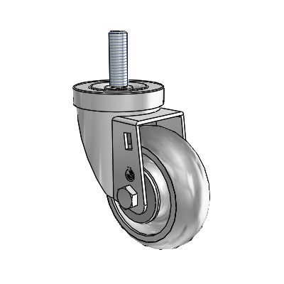 30 Series Threaded Stem Zinc Swivel Caster with 3.5 x 1.25 Advantage TPR (Round) Wheel