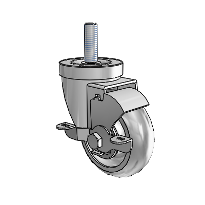 30 Series Threaded Stem Zinc Swivel Caster with 3.5 x 1.25 Advantage TPR (Round) Wheel and VertiLoc Brake