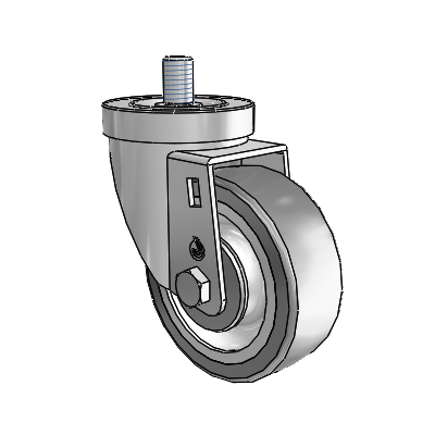 30 Series Threaded Stem Zinc Swivel Caster with 3.5 x 1.25 Advantage TPR (Flat) Wheel