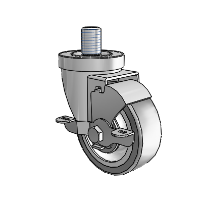 30 Series Threaded Stem Zinc Swivel Caster with 3.5 x 1.25 Advantage TPR (Flat) Wheel and VertiLoc Brake