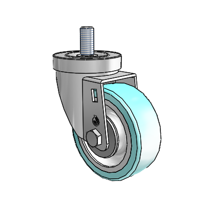 30 Series Threaded Stem Zinc Swivel Caster with 3.5 x 1.25 Advantage Health Wheel