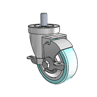 30 Series Threaded Stem Zinc Swivel Caster with 3.5 x 1.25 Advantage Health Wheel and VertiLoc Brake