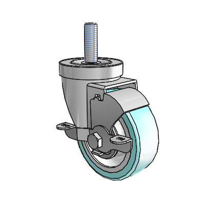 30 Series Threaded Stem Zinc Swivel Caster with 3.5 x 1.25 Advantage Health Wheel and VertiLoc Brake
