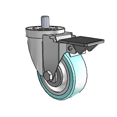 30 Series Threaded Stem Zinc Swivel Caster with 3.5 x 1.25 Advantage Health Wheel and PosiLoc Brake