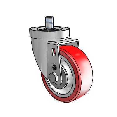30 Series Threaded Stem Zinc Swivel Caster with 3.5 x 1.25 Advantage Heat (Flat) Wheel