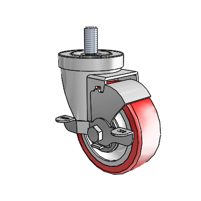 30 Series Threaded Stem Zinc Swivel Caster with 3.5 x 1.25 Advantage Heat (Flat) Wheel and VertiLoc Brake