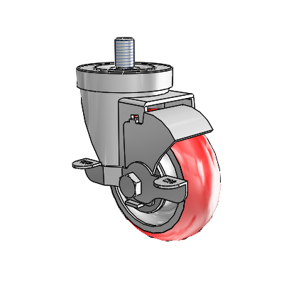 30 Series Threaded Stem Zinc Swivel Caster with 3.5 x 1.25 Advantage Heat (Round) Wheel and VertiLoc Brake