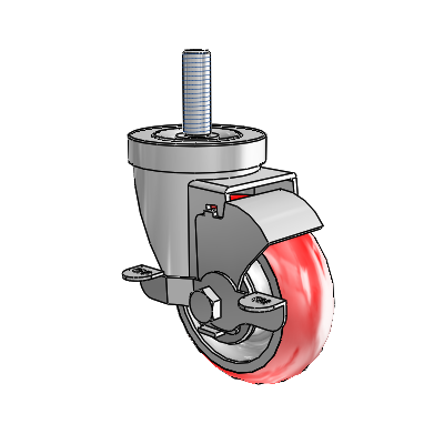30 Series Threaded Stem Zinc Swivel Caster with 3.5 x 1.25 Advantage Heat (Round) Wheel and VertiLoc Brake
