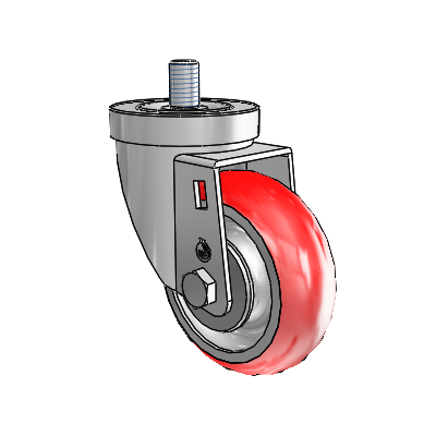 30 Series Threaded Stem Zinc Swivel Caster with 3.5 x 1.25 Advantage Heat (Round) Wheel