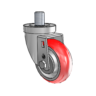 30 Series Threaded Stem Zinc Swivel Caster with 3.5 x 1.25 Advantage Heat (Round) Wheel