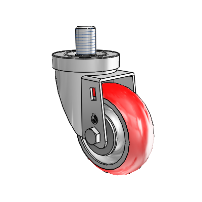 30 Series Threaded Stem Zinc Swivel Caster with 3.5 x 1.25 Advantage Heat (Round) Wheel