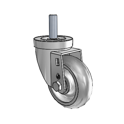 30 Series Threaded Stem Zinc Swivel Caster with 3.5 x 1.25 PolyLock (Grey) Wheel