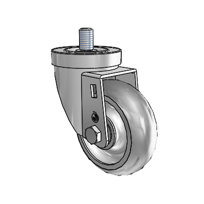 30 Series Threaded Stem Zinc Swivel Caster with 3.5 x 1.25 Advantage TPR (Round) Wheel