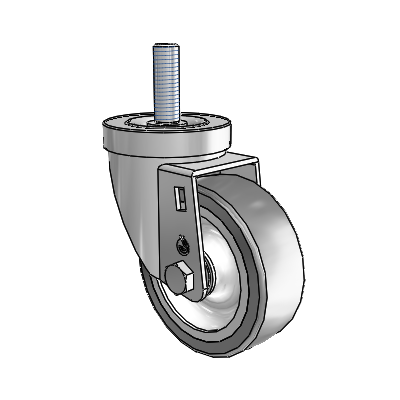 30 Series Threaded Stem Zinc Swivel Caster with 3.5 x 1.25 Advantage TPR (Flat) Wheel