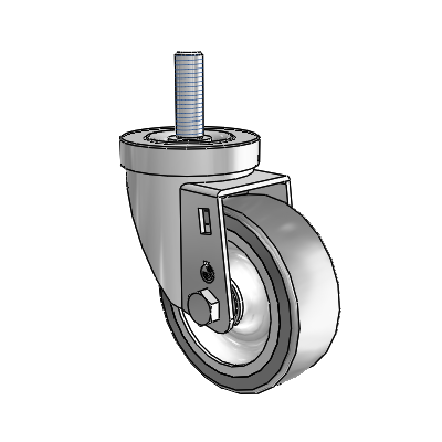 30 Series Threaded Stem Zinc Swivel Caster with 3.5 x 1.25 Advantage TPR (Flat) Wheel