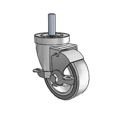 30 Series Threaded Stem Zinc Swivel Caster with 3.5 x 1.25 Advantage TPR (Flat) Wheel and VertiLoc Brake
