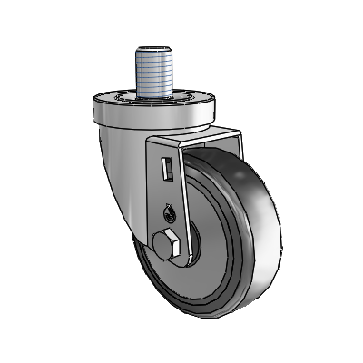 30 Series Threaded Stem Zinc Swivel Caster with 3.5 x 1.25 Cushion Rubber (+ Side Plates) Wheel