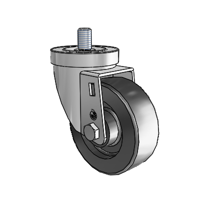 30 Series Threaded Stem Zinc Swivel Caster with 3.5 x 1.25 Polyolefin Wheel