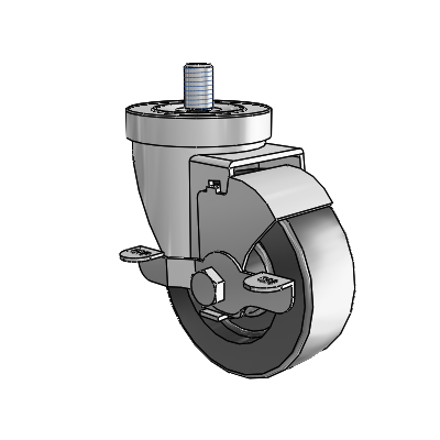 30 Series Threaded Stem Zinc Swivel Caster with 3.5 x 1.25 Polyolefin Wheel and VertiLoc Brake
