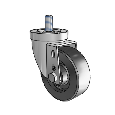 30 Series Threaded Stem Zinc Swivel Caster with 3.5 x 1.25 Polyolefin Wheel