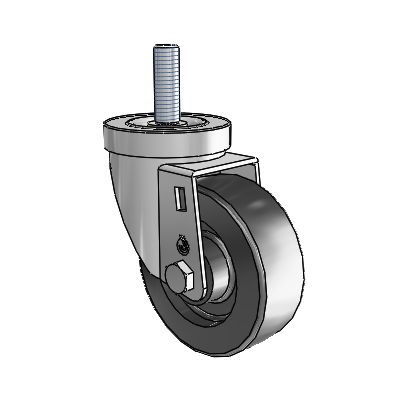 30 Series Threaded Stem Zinc Swivel Caster with 3.5 x 1.25 Polyolefin Wheel
