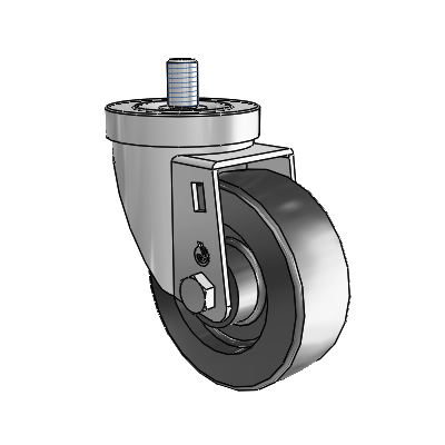 30 Series Threaded Stem Zinc Swivel Caster with 3.5 x 1.25 Polyolefin Wheel