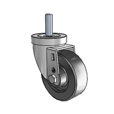 30 Series Threaded Stem Zinc Swivel Caster with 3.5 x 1.25 Hi-Temp Resin Wheel