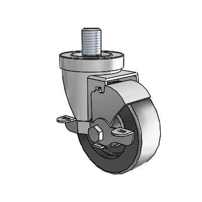 30 Series Threaded Stem Zinc Swivel Caster with 3.5 x 1.25 Hi-Temp Resin Wheel and VertiLoc Brake
