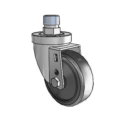 30 Series Pipe Thread Stem Zinc Swivel Caster with 3.5 x 1.25 Cushion Rubber Wheel