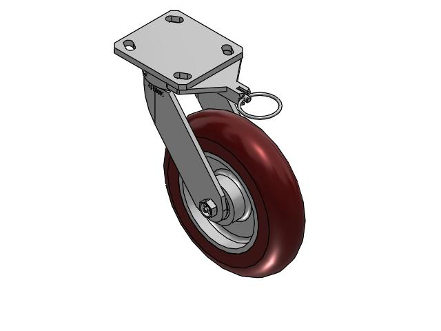 110 Series Kingpinless Top Plate Swivel Caster with 8 x 2 Maroon Tread on Aluminum Core AX - Round Polyurethane (Aluminum Core) Wheel