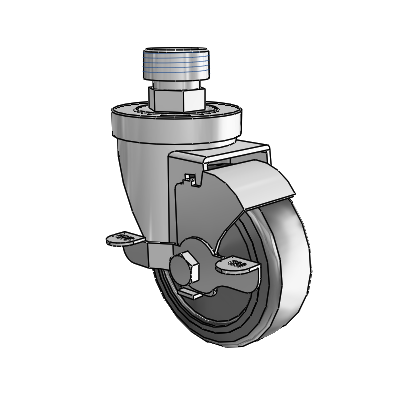 30 Series Pipe Thread Stem Zinc Swivel Caster with 3.5 x 1.25 Hard Rubber Wheel and VertiLoc Brake