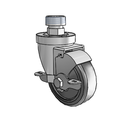 30 Series Pipe Thread Stem Zinc Swivel Caster with 3.5 x 1.25 Hard Rubber Wheel and VertiLoc Brake
