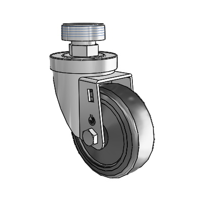 30 Series Pipe Thread Stem Zinc Swivel Caster with 3.5 x 1.25 Hard Rubber Wheel