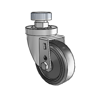 30 Series Pipe Thread Stem Zinc Swivel Caster with 3.5 x 1.25 Hard Rubber Wheel